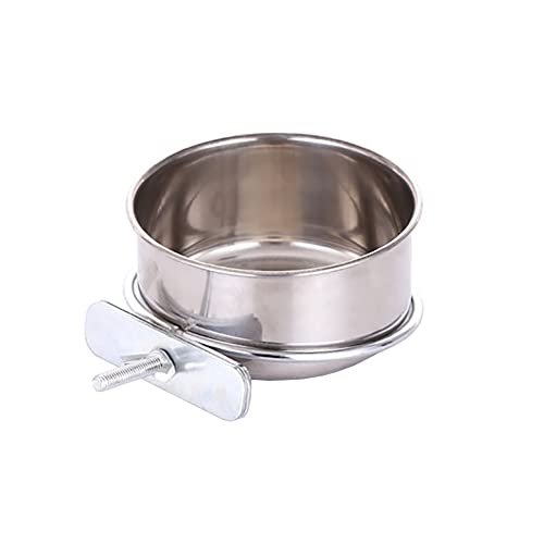 JiangYanus Stainless Steel Hanging Pet Bowls, Dog Crate Food and Water Bowl | Metal Coop Cups with Clamp Holder Detachable Cage Kennel Bowl Feeder Dish for Dogs Cats Birds Ferret Rabbit and Small Animals - color: 3.9" x 1.8"