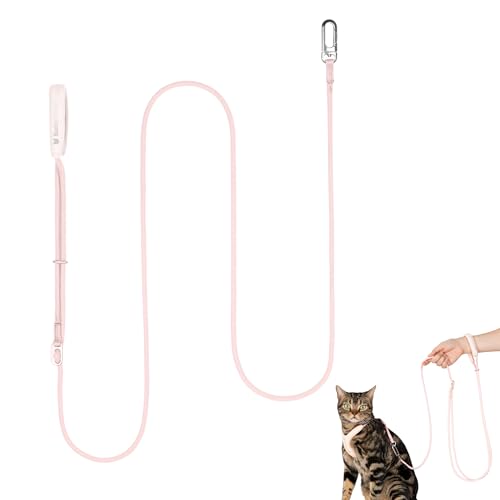 Hands Free Cat Leash Lightweight 4.1-7.2FT Adjustable Durable Rope Leash with Padded Handle, Versatile Crossbody Waist Lead for Cats Puppy ≤26lbs Outdoor Walking (Blush Pink, S) - color: Blush Pink