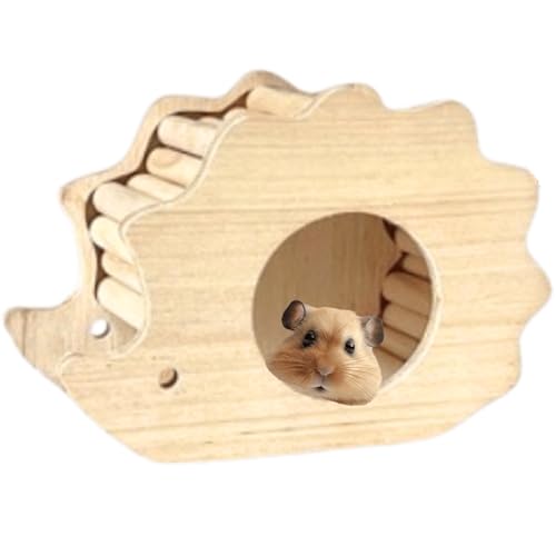 Hamster Wooden Hideout House Natural Wood Pet Rats Climbing Play Hut Hideaway Room for Small Chicken Hedgehogs Chinchilla Habitat Pet Cage Accessories (D) - style: D