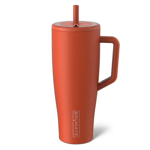 BrüMate Era 40 oz Tumbler with Handle and Straw | 100% Leakproof Insulated Water Bottle Tumbler with Lid and Straw | Made of Stainless Steel | Cup Holder Friendly | 40oz (Cedar) - color: Cedar, size: 40oz
