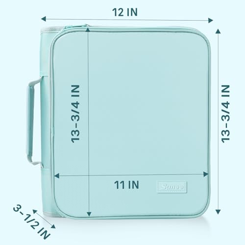 SUNEE Zippered Binder Bag with Handle, 2-Inch 3-Ring O-Ring, 500-Sheet Capacity, Includes Zip Pocket, 5-Tab Expanding File Folder, Multi-Pocket Organizer Binder for Middle School, Sky Blue - color: Sky Blue