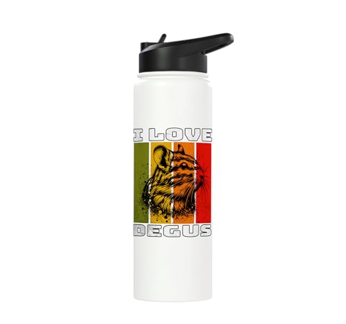Degu Retro Degu I Love Degu Stainless Steel Insulated Water Bottle - color: White
