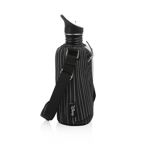 Picnic TIME Disney Shorts Bottle Cooler Tote, Insulated Water Bottle Holder with Adjustable Shoulder Strap for Travel Picnic Theme Parks, Fits 20 to 26 oz Bottles - color: Disney Nightmare Before Christmas Jack Skellington - Black & White