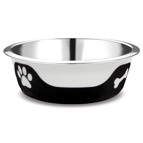 Thermocool Insulated Stainless Steel Pet Bowl - 32 Oz (Large) Non-Slip Feeding Dish Reduces Sliding & Spills, Keeps Water Cold & Food Warm, Dishwasher Safe (Black) - color: Black, size: Lg 32 Oz