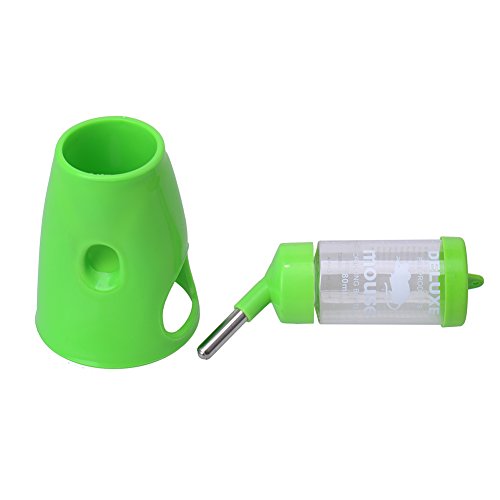 Litewoo 2 in 1 Hamster Water Bottle, Automatic Drinker and Cabin Fits Syrian Dwarf Hamster Mouse Gerbil Mice Chinchilla Small Animal (Green) - color: Green