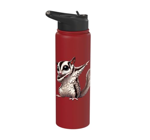 Sugar Glider, Dabbing | Kids, Girls, Boys | Sugar Glider Stainless Steel Insulated Water Bottle - color: Red
