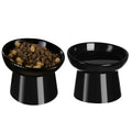 Ceramic Elevated Cat Bowls-Water Bowl, 15° Tilted Design, Anti-Vomiting & Spine Protection, Prevent Whisker Fatigue for Kittens to Adult Cats and Small Dogs (Black-15° Cat Bowls-2) - color: Black-15° Cat Bowls-2