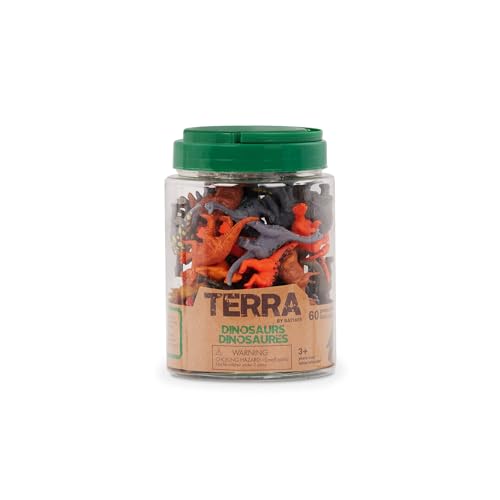 Terra by Battat Dinosaur Figures Tube, 60 Mini Plastic Dino Animals, Tubes | 60-piece mini dinosaur figures in a portable tube with 12 assorted dinosaur styles for play, collecting, crafts, 3+ Years - style: 60pcs Mini Dinosaurs