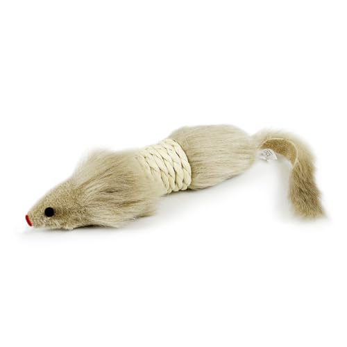 TTcat 2 Pack Large Furry Mouse Cat Toys, Natural Paper Rope Realistic Fake Mice Kitten Interactive Hunting Toy, Durable Chew Teaser Toy for Indoor Cats, Boredom Relief Cat Prey Toy.