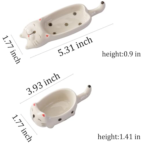 2 Pcs Cute Cats Shape Soy Sauce Dish,Cartoon Cat Small Ceramic Bowls Mini Animal Cat Plates Dipping Sauce Bowls Ceramic Sauce Dishes For Seasoning Soy Sauce Vinegar Snack Appetizers Kitchen Tableware