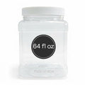 Clear Food Grade PET Plastic Square Grip Storage Jar w/Cap | 64 Fluid Ounces 7-8 Cup Storage Capacity | BPA Free USA Made | by Pride Of India - size: X-Large Square Grip Jar & Cap