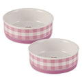 Bone Dry Ceramic Food Bowls, Non-Slip & Dishwasher Safe, Medium Set, 6x2 Pansy Check - color: Pansy Petite Check, size: Medium Set, 6x2"