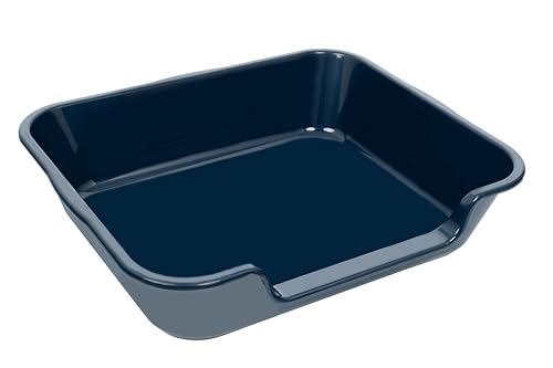 Extra Large Low Entry ABS Cat Litter Box, Blue, 24" L x 20" W, 1 Pack | Durable low entry litter box, non-stick, odor-free, ideal for seniors, kittens, rabbits, large cats and multi-pet homes. - color: Dark Blue, size: Large (Pack of 1)