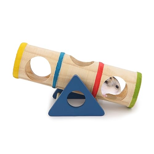 Hamster Wooden Seesaw Tunnel Toy Funny Gym Playground Exercise House for Dwarf Hamster Small Pets (Seesaw Tunnel)