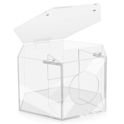 Kalekey Acrylic Hamster Sand Bath Box, Splash-Proof | Transparent acrylic box with magnetic flip lid & anti-kick baffle. Perfect for Syrian/dwarf hamsters. Easy-clean, 7.9*5.9*4.3