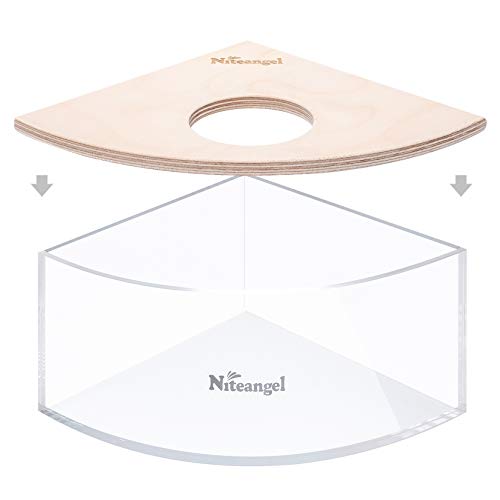 Niteangel Animal Sand-Bath Box: - Acrylic Critter's Sand Bath Shower Room & Digging Sand Container for Hamsters Mice Lemming Gerbils or Other Small Pets (Triangle, Birch-Wood) | Acrylic Viewable Critter Sand Bath Shower Room & Digging Sand Container for H