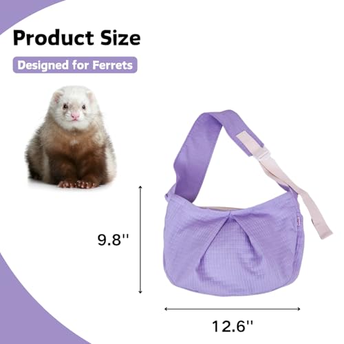 Ferret Sling Carrier - Pet Carrying Bag with Adjustable Strap Hands Free Shoulder Bag Crossbody Travel Slings Soft Small Animal Bonding Pouch Front Backpack for Ferret Rabbit Puppy Kitten (Purple) - color: Purple