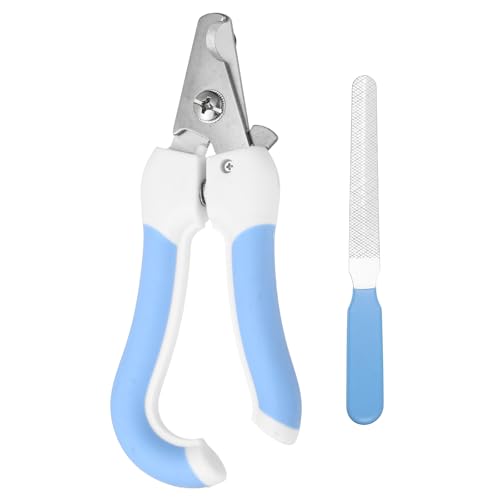 Pet Nail Clipper with Nail File, Pet Nails Clippers and Trimmer with Safety Guard, Professional Grooming Tool for Indoor Small Dog Cat Kitten, (Light Blue/White, 1 Set) - color: Light Blue/White