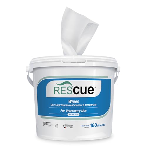 REScue One-Step Disinfectant Cleaner & Deodorizer Wipes for Vet Use – Cleaner for Kennels, Litter Boxes, Vet Offices, Pet Grooming Surfaces – Extra Large, 160-Count Wipes Bucket (1 Pack) - size: Bucket (1 Pack) XL Wipes