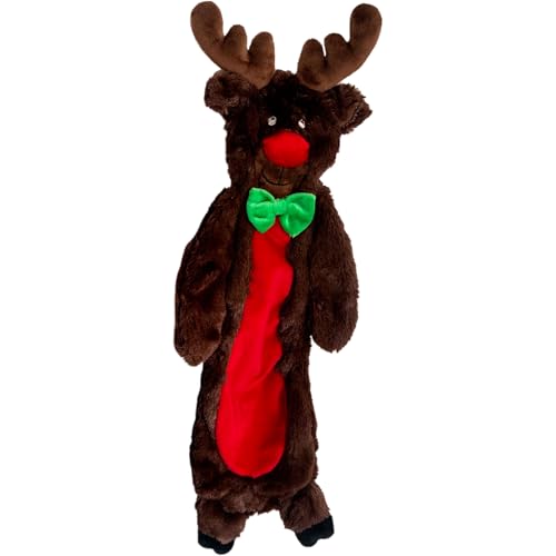 Jeffers Pet Plush Dog Toy with Squeaker, Christmas Reindeer 12"- Durable & Safe for Puppies & Dogs, Holiday Stocking Stuffer, Soft Interactive Play, Fetch & Tug Pet Toy, Best Gift for Active Games - color: Brown Reindeer