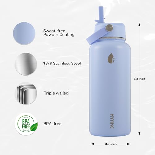 32oz Insulated Stainless Steel Water Bottle with Straw Lid Lager Capacity - color: Blue