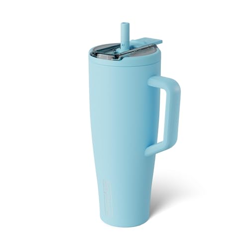 BrüMate Era Flip 40oz Tumbler with 100% Leakproof Covered Straw Lid | Hygienic Covered Straw | Insulated Stainless Steel Water Bottle with Handle | Cup Holder Friendly | BPA-Free (Glacier) - color: Glacier, size: 40 Ounces