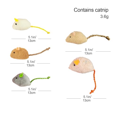 Shudyear cat Toys 10pcs Mouse Toys, Interactive Catnip Animal Toys for Indoor Kittens to Eliminate Boredom for Bored Indoor Cats (10pc) - size: 10pc