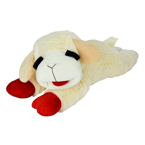 Multipet Lamb Chop Dog Plush Toy - Squeaky Toy for All Dogs - Extra Soft Plush - Stuffed Animal for Cuddling & Playing - Jumbo (24", Cream) - size: 24" Jumbo, style: White