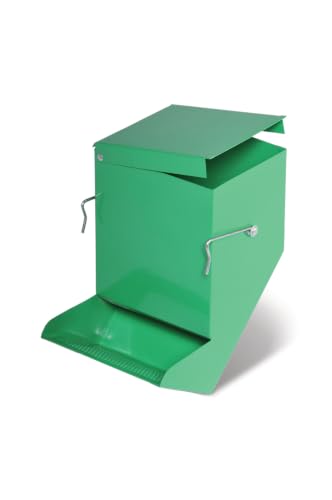Prevue Pet Products Green Metal Small Animal Bin Feeder - Gravity Feed Trough Holds 5-Day Food Supply for Rabbit, Guinea Pig & Similar Pets, Mesh Dust-Reducing Cage Feeder - Green