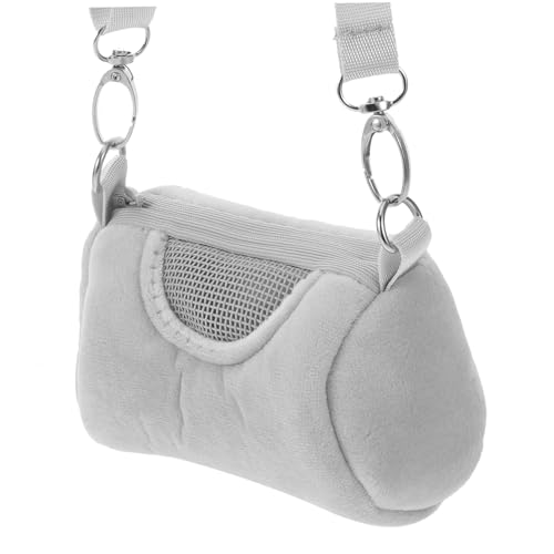 KALLORY Small Animal Carrier Bag Velvet Pet Portable Warm Travel Pouch for Hamster Guinea Pig Squirrel Hedgehog Gray