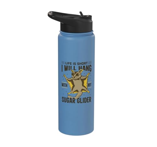 Australia Marsupial Wildlife Animal Lover Sugar Glider Stainless Steel Insulated Water Bottle - color: Light Blue