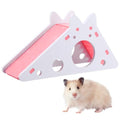 TIESOME Hamster House with Ladder and Slide, Wooden Hamster Play Toys Hideout Hut Gerbil Rat Hideaway Small Animal Activity Toy DIY Hamsters Cage Accessories for Small Pets(Pink)