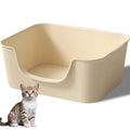 Low Entry Cat Litter Box with High Sides - Open-Top Anti-Splash, Durable Easy-Clean Pan for Kittens, Munchkin Cats, Senior Medium-Sized Cats & Small Pets (Rabbits), 19.3”x13.3”x7.8” Beige