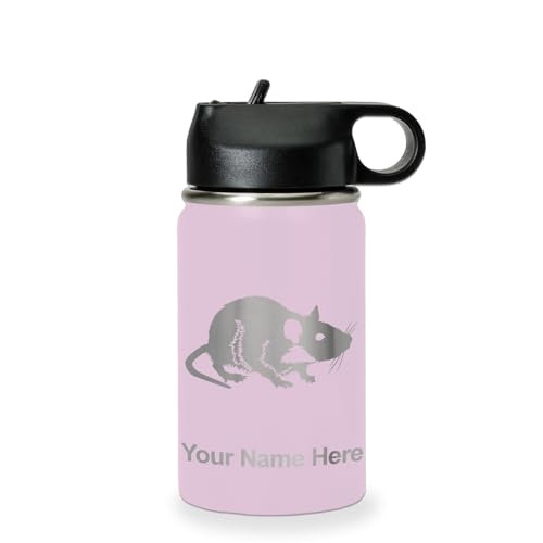 LaserGram Personalized 12oz Water Bottle, Rat (Lavender) | Engraved Gift, Vacuum Insulated Stainless Steel, Flip-Top Straw Lid, Laser Engraved With Your Name - color: Lavender, size: 12 Ounces