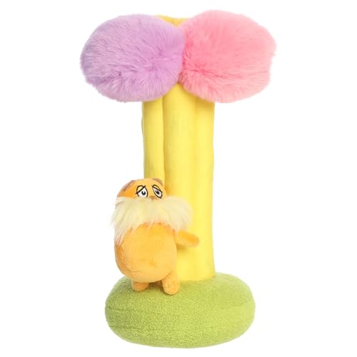 Aurora Dr. Seuss 10.5" Lorax Climbing Truffula Tree Whimsical Plush | Authentic storybook character details for fans and collectors