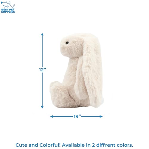 Best Pet Supplies Bunny Buddy Squeaky Plush Dog Toy - Beige, Medium | Soft Plush, Squeaks & Crinkles, Perfect for Moderate Chewers, Toss & Fetch Play, Stress & Anxiety Reliever, Ideal Gift Toy - color: Bunny (Beige), size: Large
