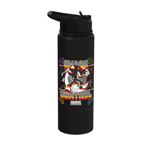 Sonic the Hedgehog - Shadow the Hedgehog "Chaos Control" Stainless Steel Insulated Water Bottle - color: Black
