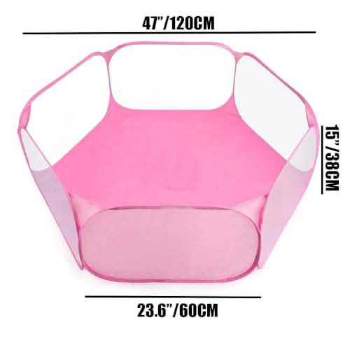 Small Animals Tent, Breathable Transparent Pet Playpen Pop Open Outdoor/Indoor Exercise Fence, Portable Yard Fence for Guinea Pig, Rabbit, Hamster, Chinchillas and Hedgehogs - color: Pink