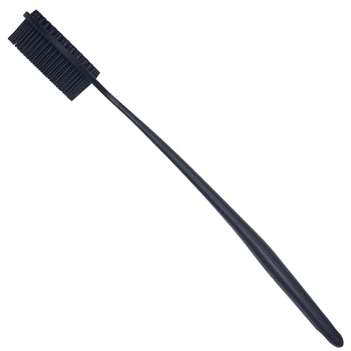 DNC Back Scrubber for Shower Soft Silicone Bath Body Brush with Long Handle (Black) - color: Black