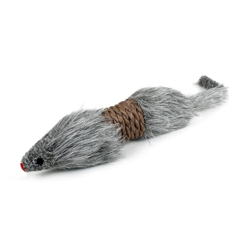 TTcat 2 Pack Large Furry Mouse Cat Toys, Natural Paper Rope Realistic Fake Mice Kitten Interactive Hunting Toy, Durable Chew Teaser Toy for Indoor Cats, Boredom Relief Cat Prey Toy.