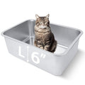 Stainless Steel Cat Litter Box 18"x14"x6" | For Adult Cats or Kitty/Kitten, Rust-Proof, High Side, Non Stick, No Smell, Easy to Clean - size: Large:17.5"L x 13.6"W x 6"H