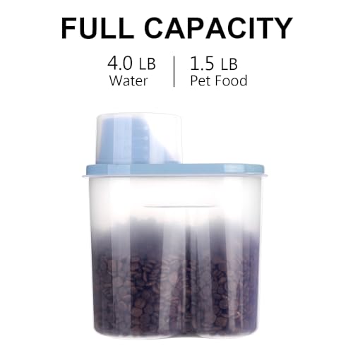 2 Pack 2lb/2.5L Pet Food Storage Container with Measuring Cup, Can Covers and Bowl for Small Dog, Cat, Waterproof-BPA Free (Blue 1.8L) - color: Blue 1.8L