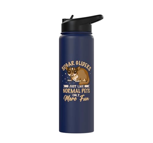 Australia Marsupial Wildlife Animal Lover Sugar Glider Stainless Steel Insulated Water Bottle - color: Navy Blue