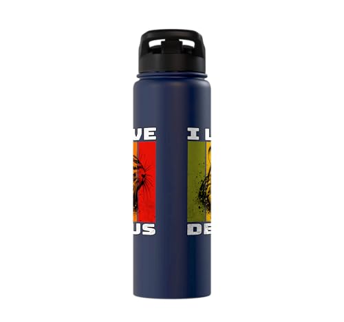 Degu Retro Degu I Love Degu Stainless Steel Insulated Water Bottle - color: Navy Blue
