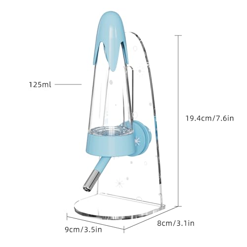 4.2 Oz Hamster Water Bottle with Stand No Drip for Syrian Dwarf Hamsters, Gerbils, Little Mouse, Small Pet Rodents (Blue, with Stand)