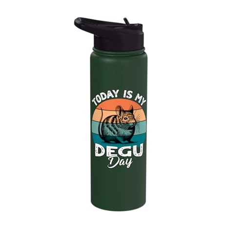 Funny Degu Stainless Steel Insulated Water Bottle - color: Dark Green