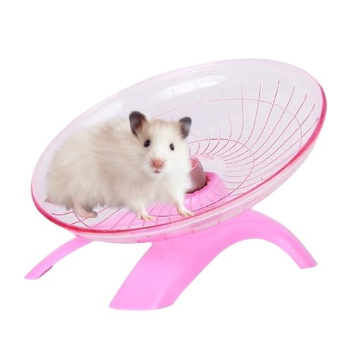 Hamster Flying Saucer Silent Running Wheel, 7 Inch, Suitable for Guinea Pigs, Hamsters, Hedgehogs and Other Small Animals to Ensure Safe Exercise (Pink) - color: Pink