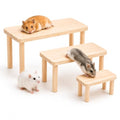 3-Piece Wooden Hamster Platforms – Large, Medium & Small Play Stands for Dwarf, Gerbils, Mice, Degus, Squirrels & Other Small Pets – Cage Accessories for Climbing, Chewing, Hiding & Exploring