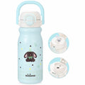 Mininoo 18oz Insulated Stainless Steel Kids Water Bottle for School, Bunny | 2-in-1 Straw & Spout Lid, Leak-Proof, BPA-Free, for Girls & Boys, Blue - color: 18oz Light Blue-Bunny