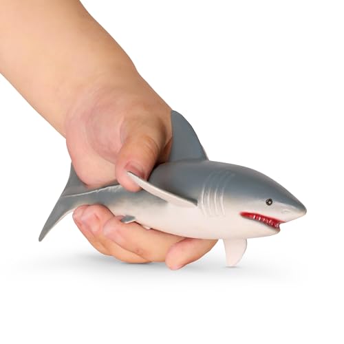Terra by Battat Sea Life Animals, Ocean Animal Figures Set, 6-Piece Set | 7 ocean animal figures with shark, dolphin, whales, turtle, emperor penguin and baby for sensory bins and play, 3+ Years